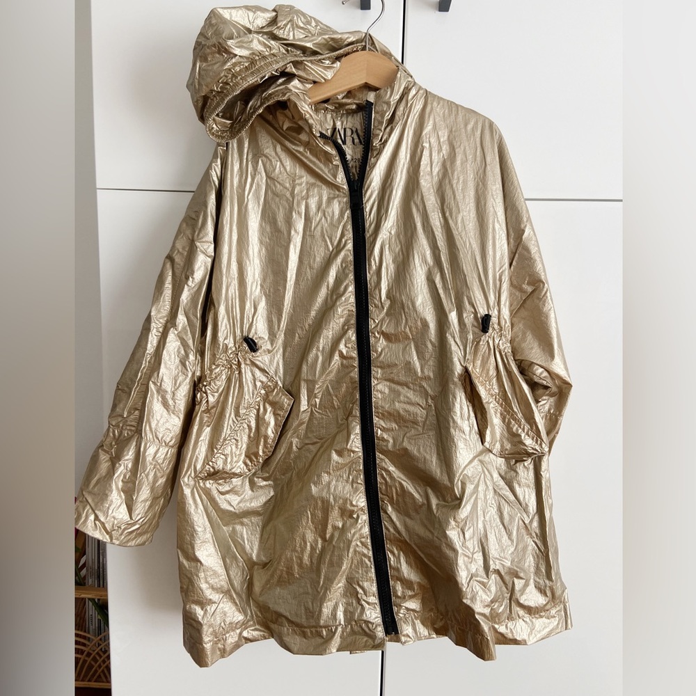 Zara size 8 metallic gold rain coat.